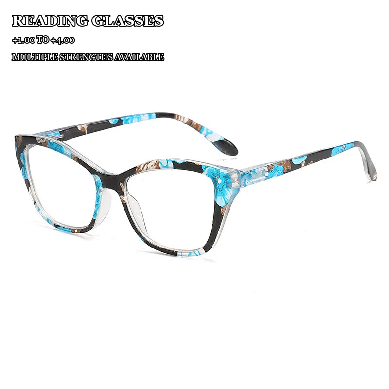 3 Pack Floral Cat Eye Reading Glasses for Women, Mixed Flower & Gradient Color Fashion Presbyopic Glasses Set