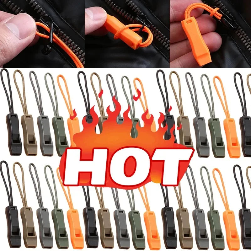 Outdoor Survival Whistle Camping Hiking Rescue Emergency Whistle Diving Survival Whistle Zipper Pull Combo for Backpack Tent