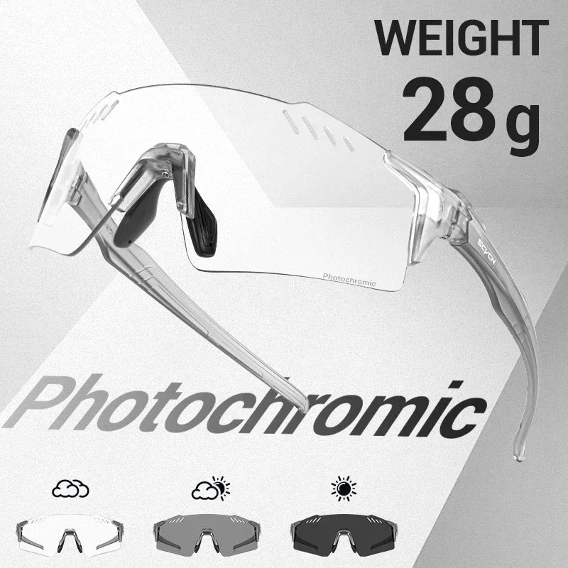 SCVCN Photochromic Cycling Glasses Men Women Clear Mountain Bike Sunglasses MTB Bicycle Riding Sports Triathlon Running
