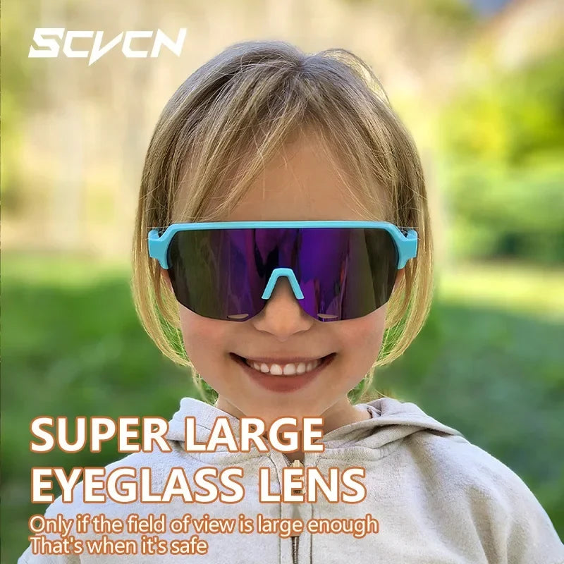 SCVCN New Children Cycling Sunglasses Outdoor Road Bike Eyewear Girls MTB Camping Hiking Glasses Teenager Sports UV400 Goggles