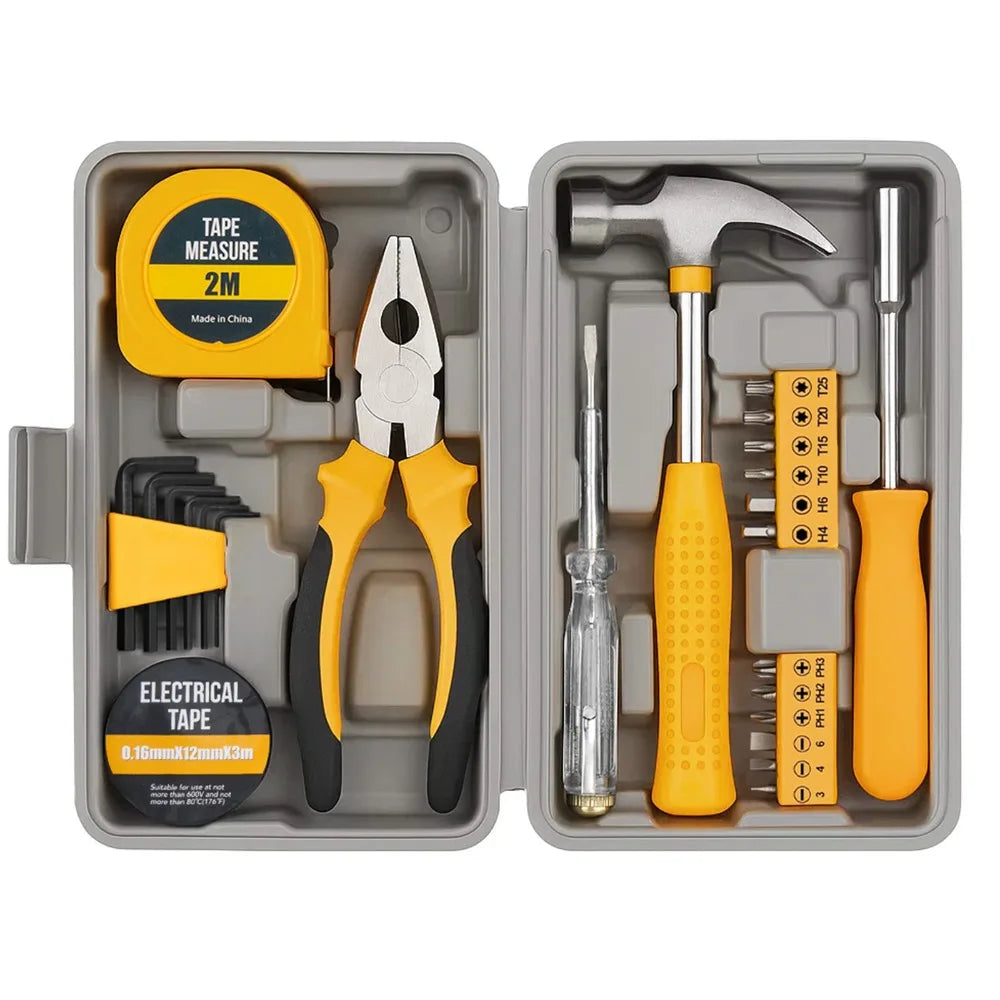 Pink Home Repair Tool Kit Portable Hand Tools Set with Hammer Vise Wrench Screwdriver for DIY Car Emergency