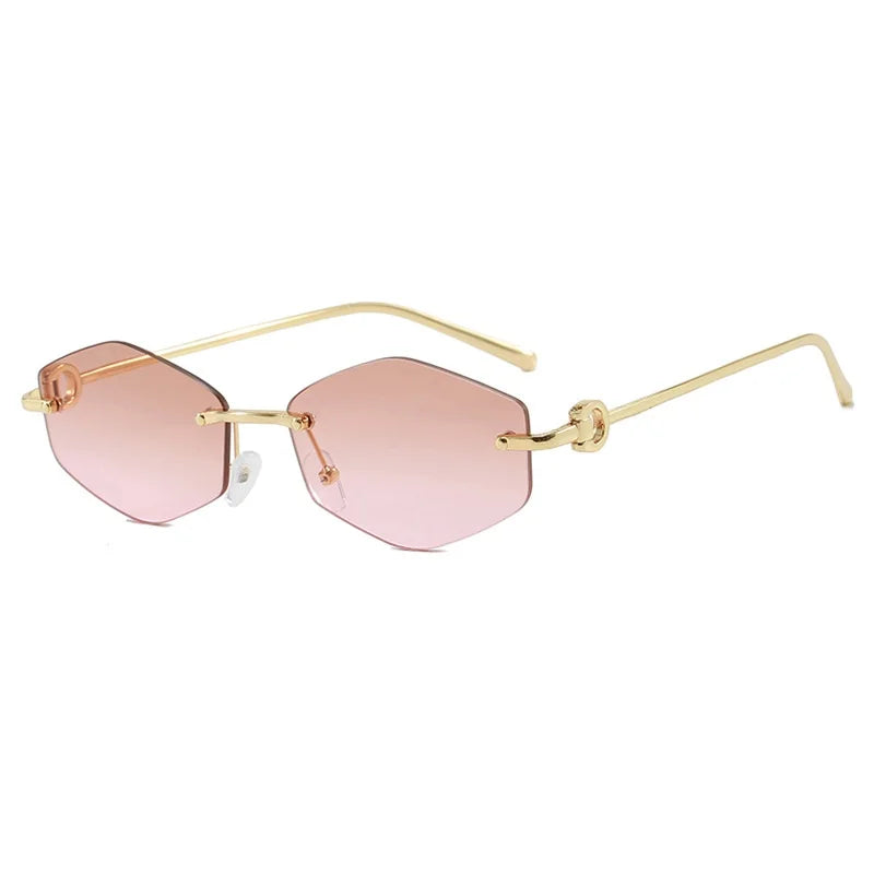 Rimless Diamond Sunglasses Square Women Men Retro Sun Glasses Brand Designer Eyewear UV400 Shades Oculos Female Gafas