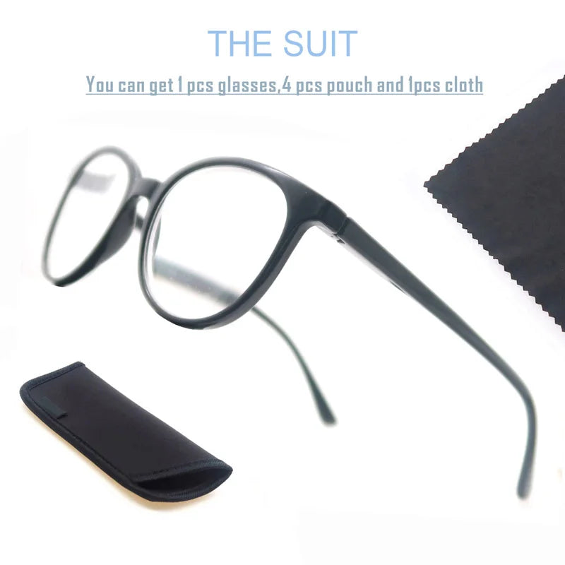Round Reading Glasses Women Readers Eyeglasses Classic Frame Flexble Plastic Spring Hinge Lightweight Wear with Diopter +1.0~4.0
