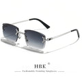 HBK Square Rimless Sunglasses Women Retro Metal Sun Glasses Men Luxury Party Business Gradient Shades 2024 Summer Style