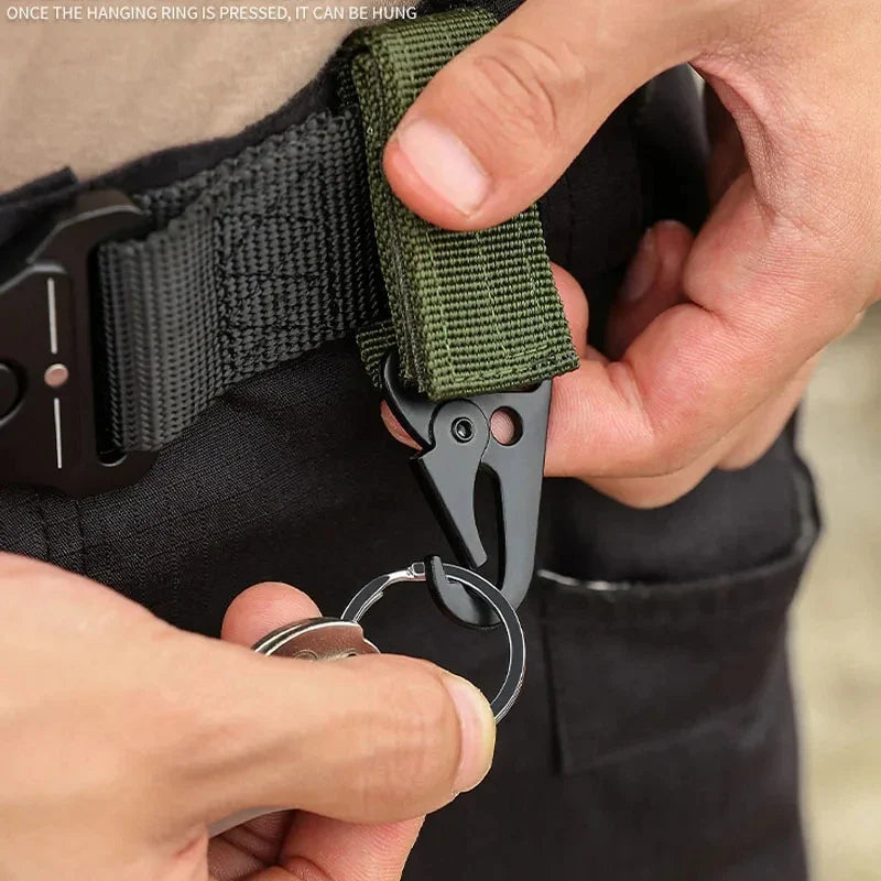 1-3 PCS.Tactical Hanging Buckle Molle Nylon Webbing Carabiner Belt Triangle Keychain for Outdoor Climbing Camping Tool Accessory
