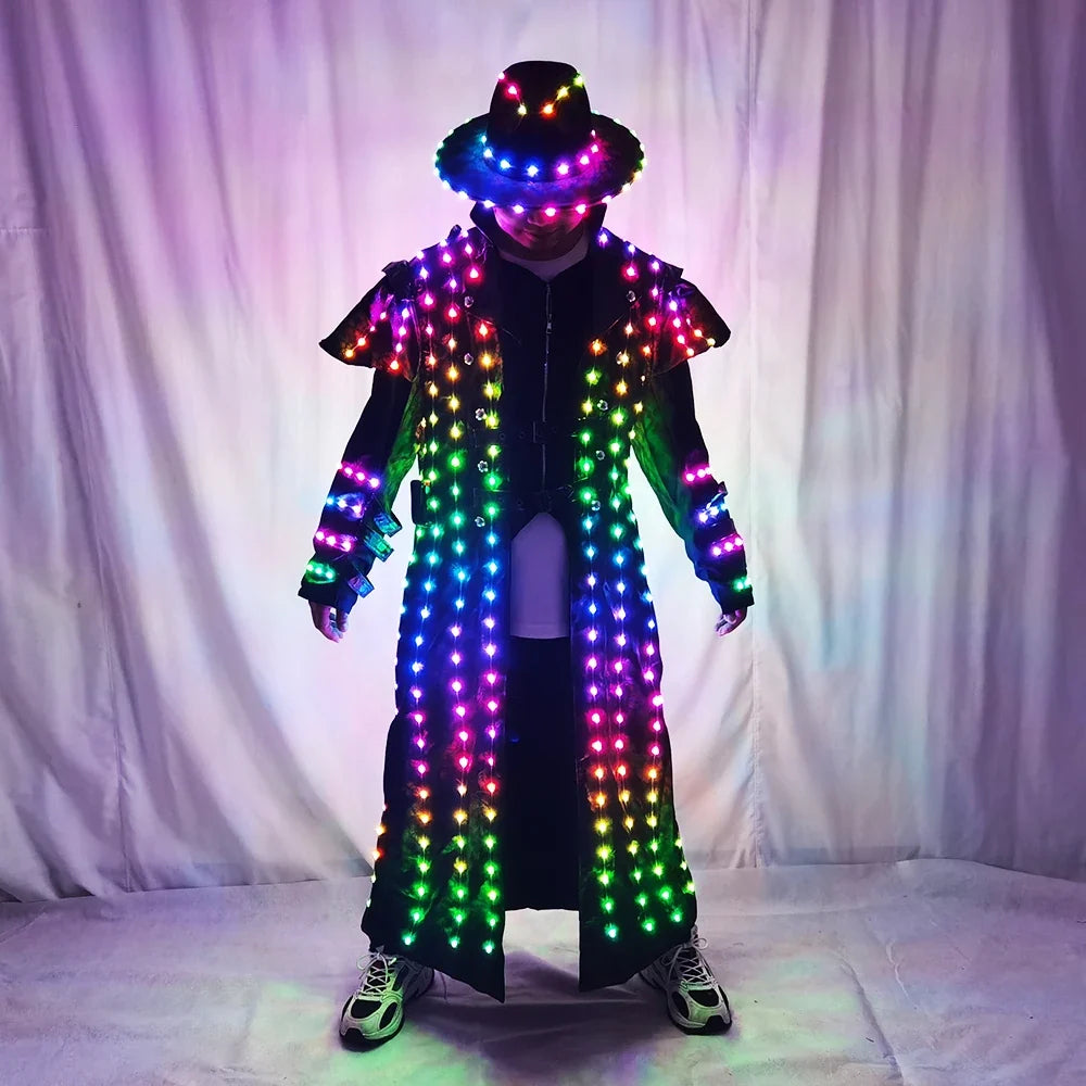 LED Robot Costume Stage Jacket Dancer Suit Wearing Cosplay for Nightclub Party Man Dance