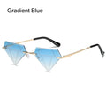 Triangle Diamond Shaped Sunglasses for Women Men Vintage Clear Ocean Gradient Glasses Rimless Polygon Sun Glasses