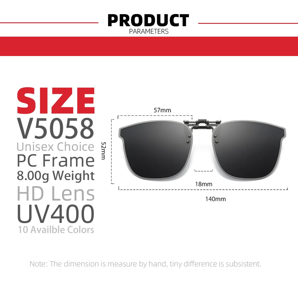 VIVIBEE Big Size Flip up Clip on Sunglasses Polarized Men Classic UV400 Photochromic Lens Sun Glasses for Women