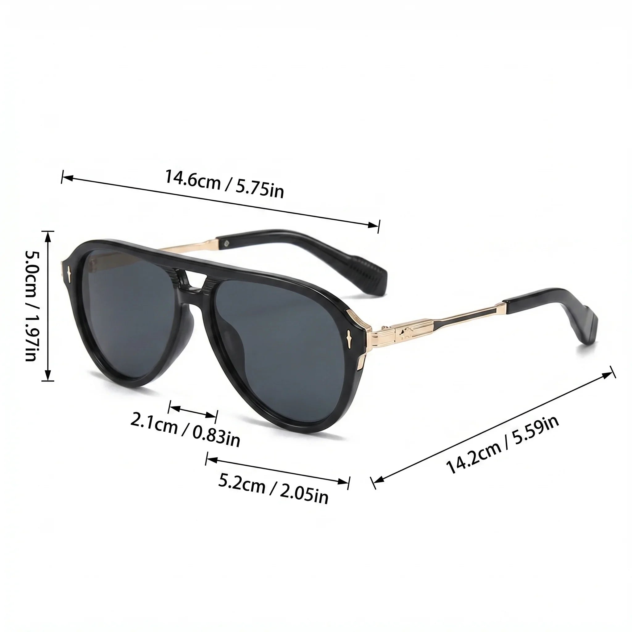 VIOLA MAG Retro Double Beam Sunglasses, Metal Leg Men's Daily Vacation Decoration Glasses, with Glasses Bag