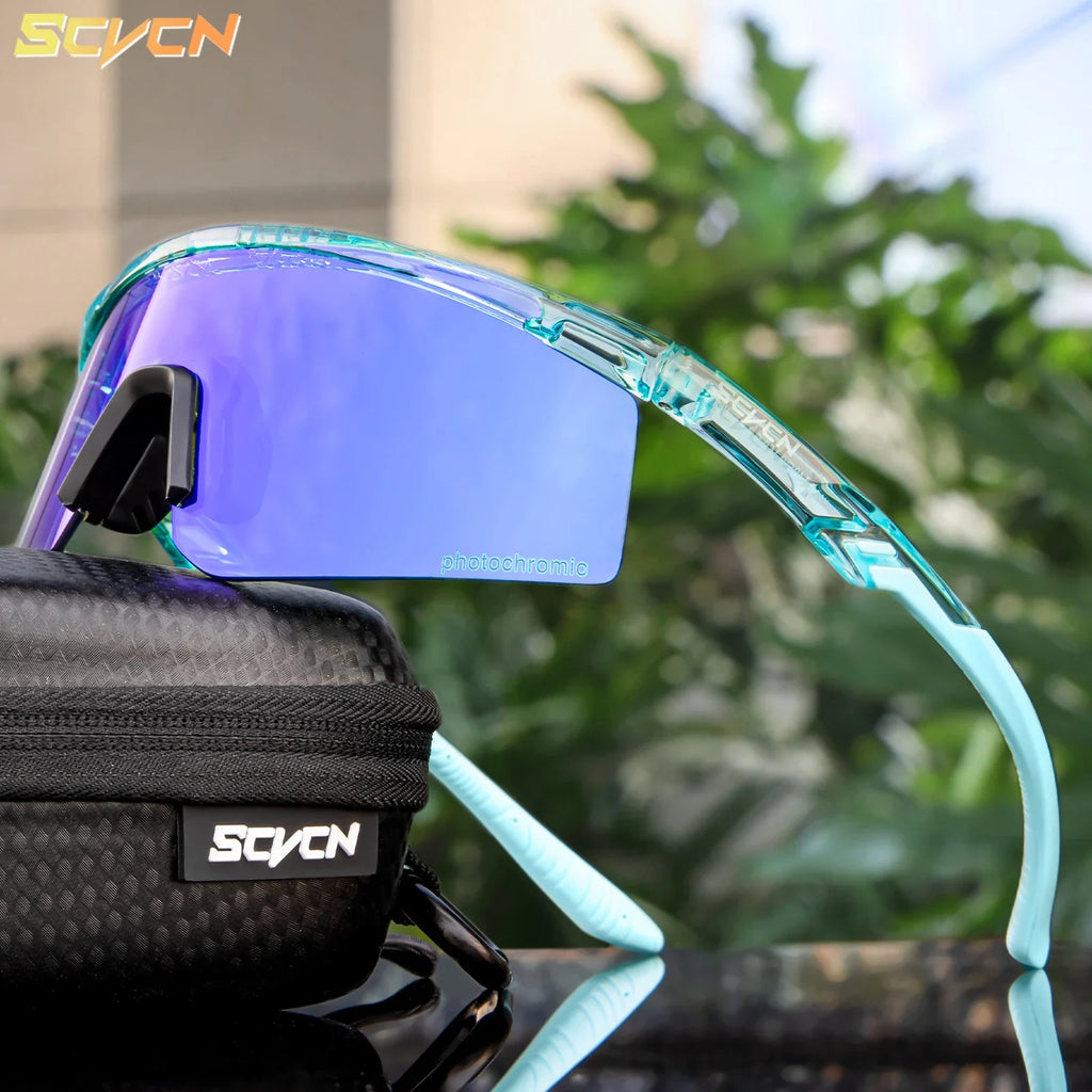 SCVCN Outdoor Photochromic Sunglasses Men Women Bicycl Cycling Glasses Sports MTB Driving Bike Eyewear Hiking UV400 Goggles New