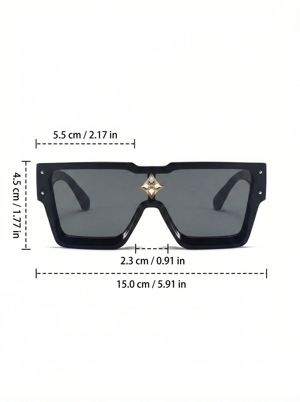 VIOLA MAG Fashion Diamond Set Large Frame Sunglasses, Simple Square Integrated Glasses, Unisex for Travel, with Glasses Bag