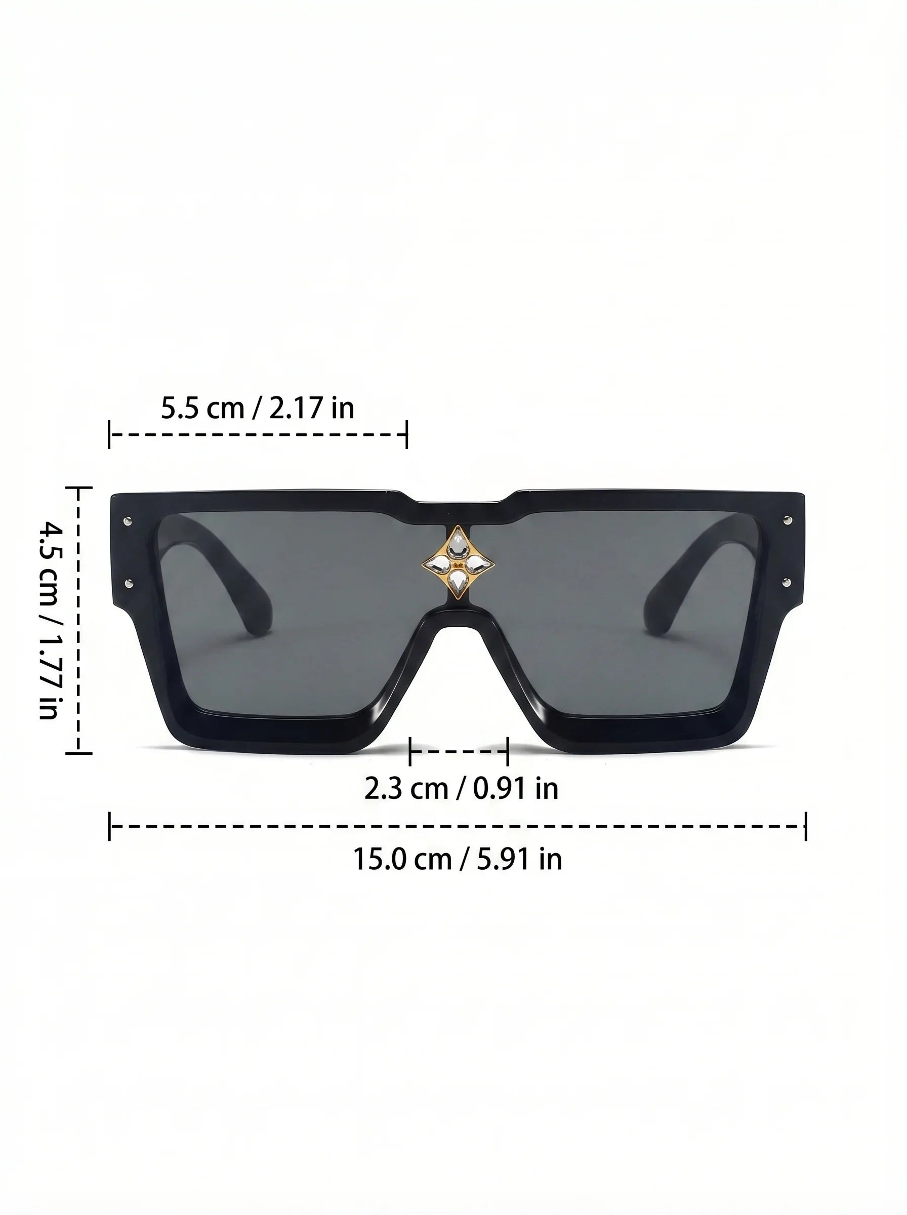 VIOLA MAG Fashion Diamond Set Large Frame Sunglasses, Simple Square Integrated Glasses, Unisex for Travel, with Glasses Bag