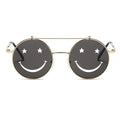 Trendy Smiley Face Flip-Up Sunglasses for Women Ocean Style Adjustable Nose Bridge UV400 Protection