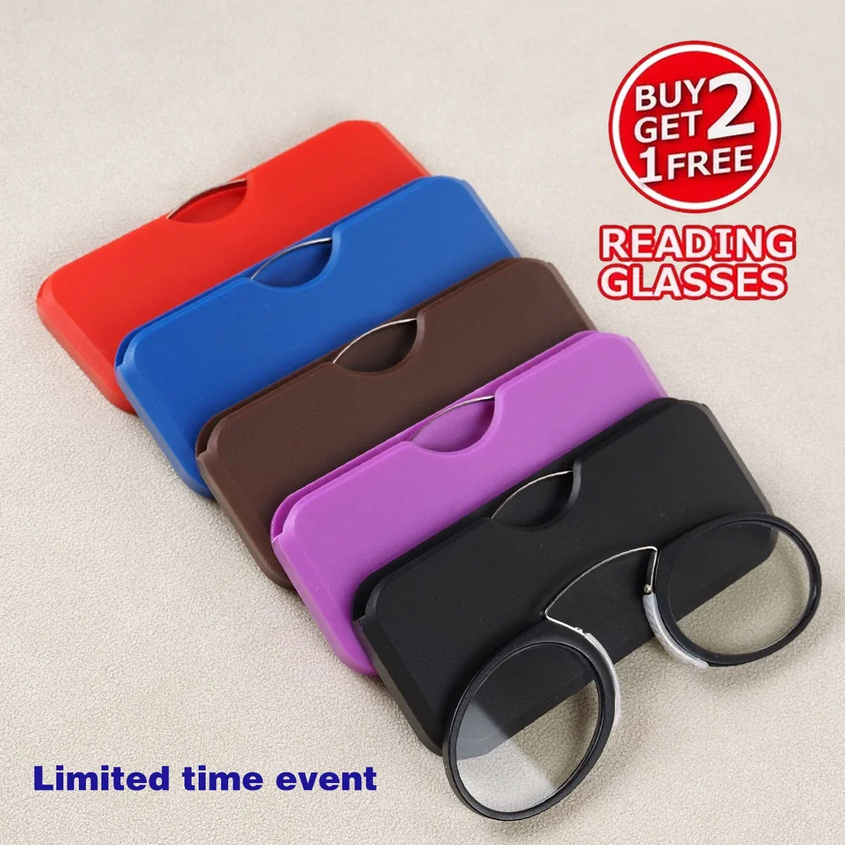 3PCS Set Men Women Round Nose Clip Reading Glasses Legless Ultra Thin Portable Clear Lens Durable Luxury Brand Designers Eyewear