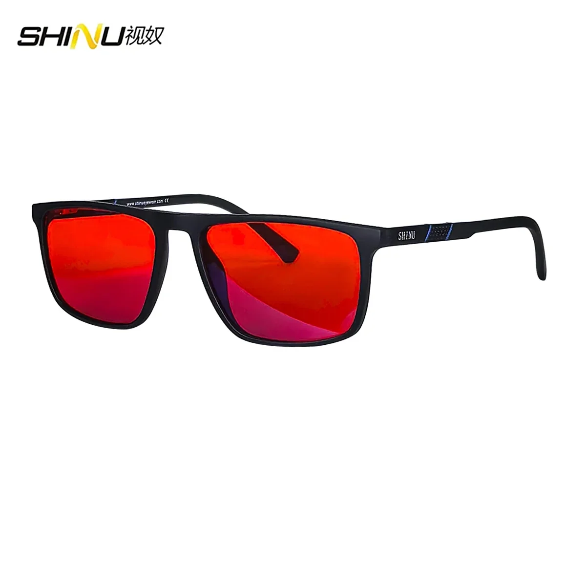 SHINU Red Glasses Blue Light Blocking Computer Glasses Orange Clear Lenses Glasses Anti Radiation Protection Eyeglasses