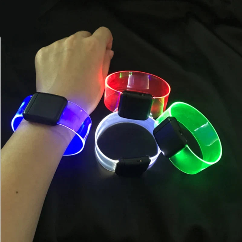 Upgrade 20/100/1000pcs Luminous Bracelet LED Sound Control Bracelets Wristbands Outdoor Sports Armband Glow Halloween Party
