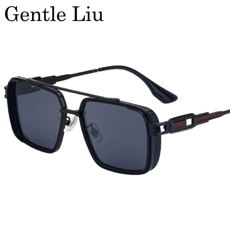 Steampunk Classic Square Sunglasses Men 2026 Luxury Brand Punk Metal Double Beam Sun Glasses For Male UV400 Punk Driving Eyewear