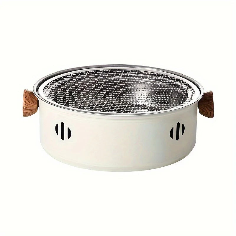 Portable Small Tabletop Stainless Steel BBQ Grill with Cooking Grate, Detachable Charcoal Barbecue Stove for Home Use
