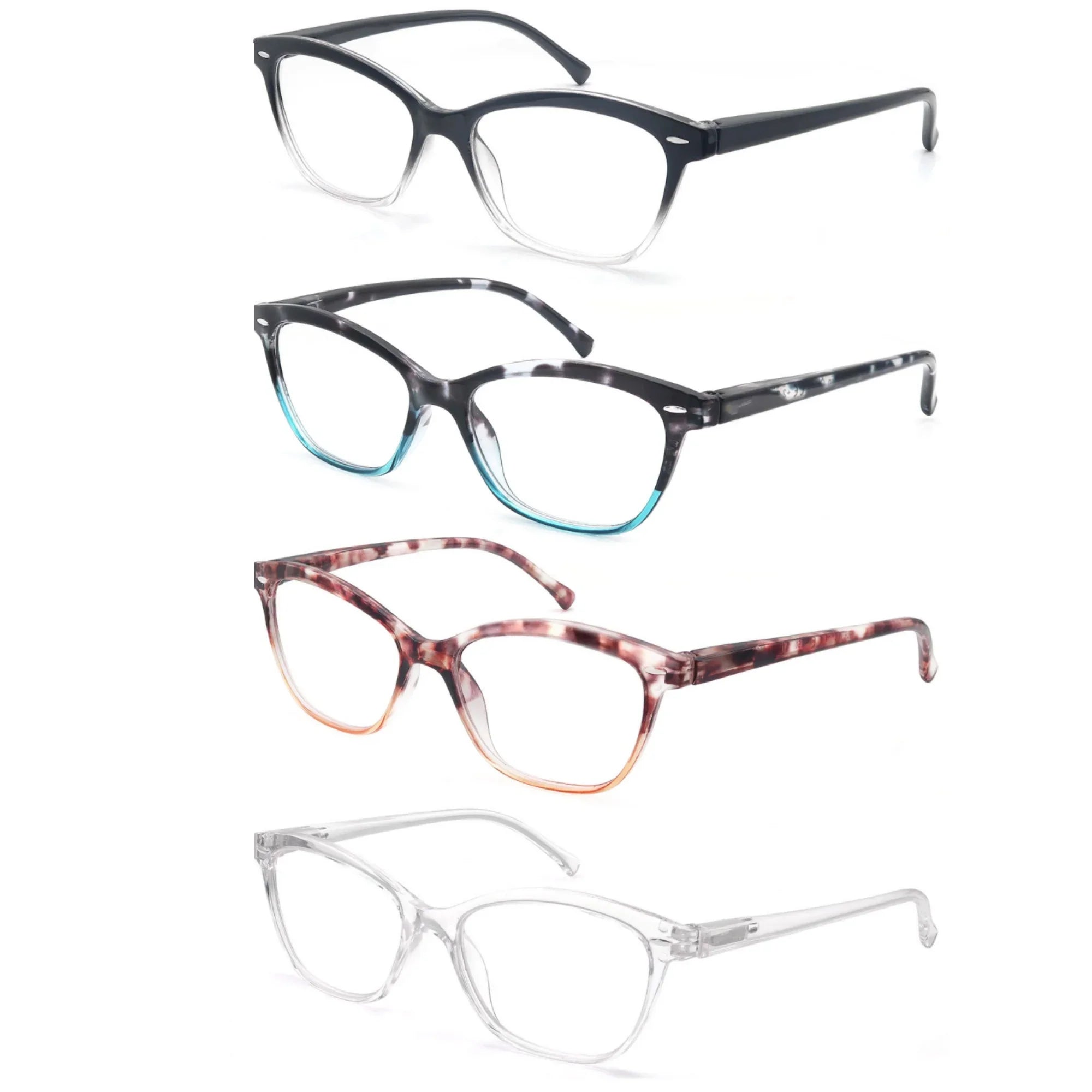 MODFANS Reading Glasses For Women Small Face Readers Classic Frame Stylish Eyeglasses with Spring Hinge Presbyopic Glasses