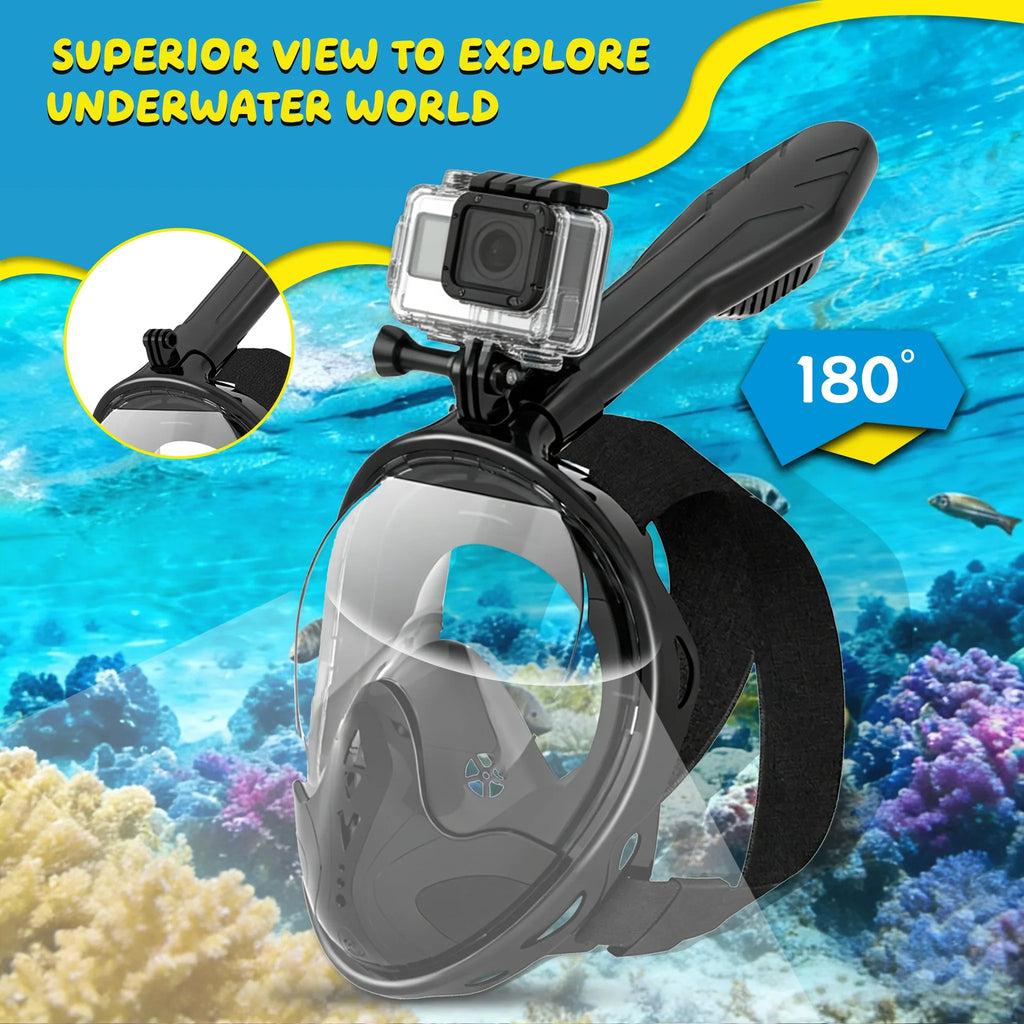 XIAOTREE Full Face Snorkel Mask with Detachable Camera Mount,Snorkeling Swimming Diving Mask Wide View Anti-Fog Anti