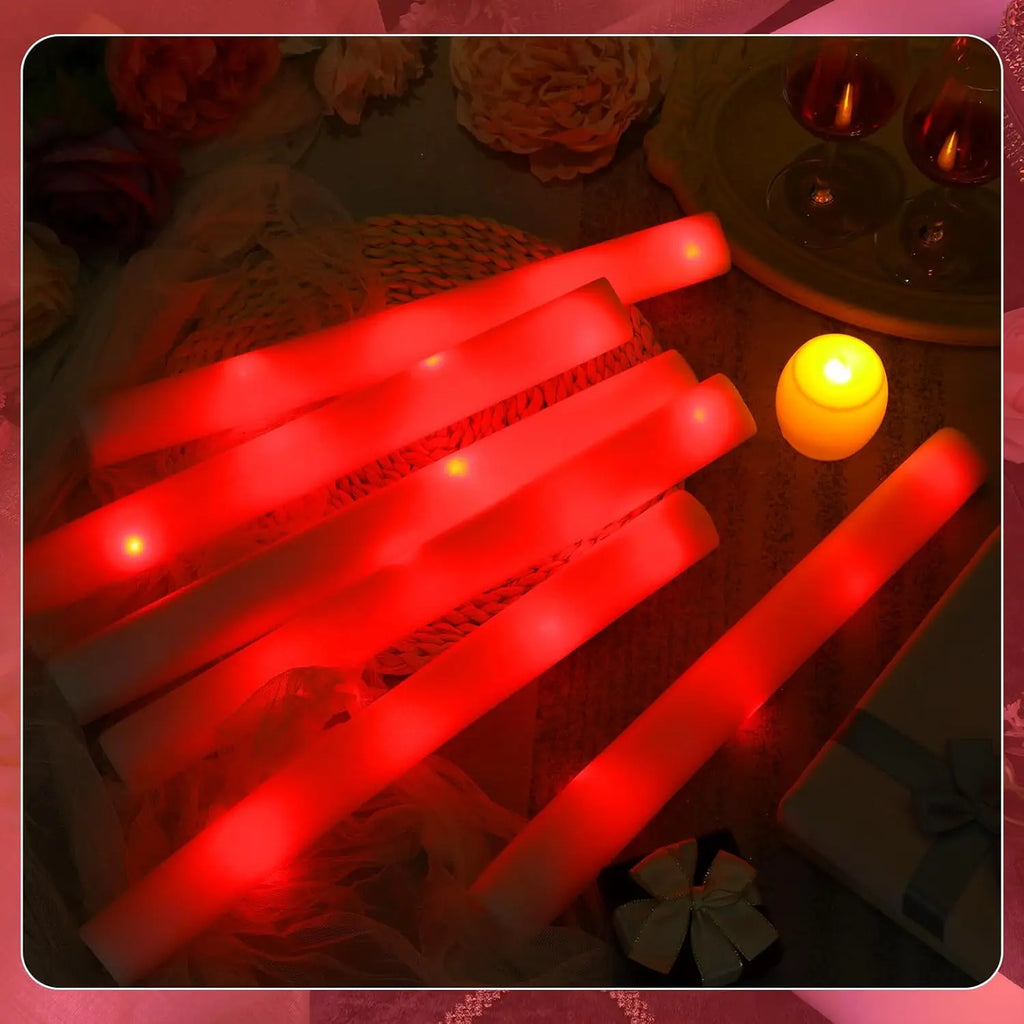 20/30pcs LED Glow Cheer Sticks Red Light Up Glow Sticks LED Foam Stick Wedding Wand Glow in The Dark Party Favors Supplies Raves