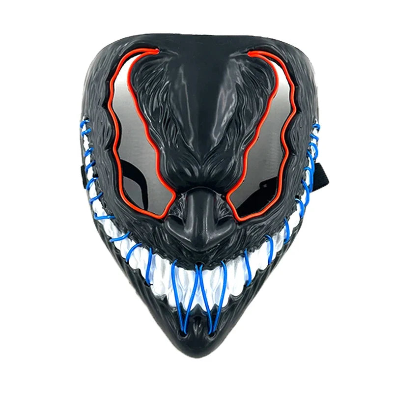 Multi Color LED EL Wire Glowing horror Mask Luminous Full Face Mask wireless mask Halloween Cosplay Party Rave Costume Accessory