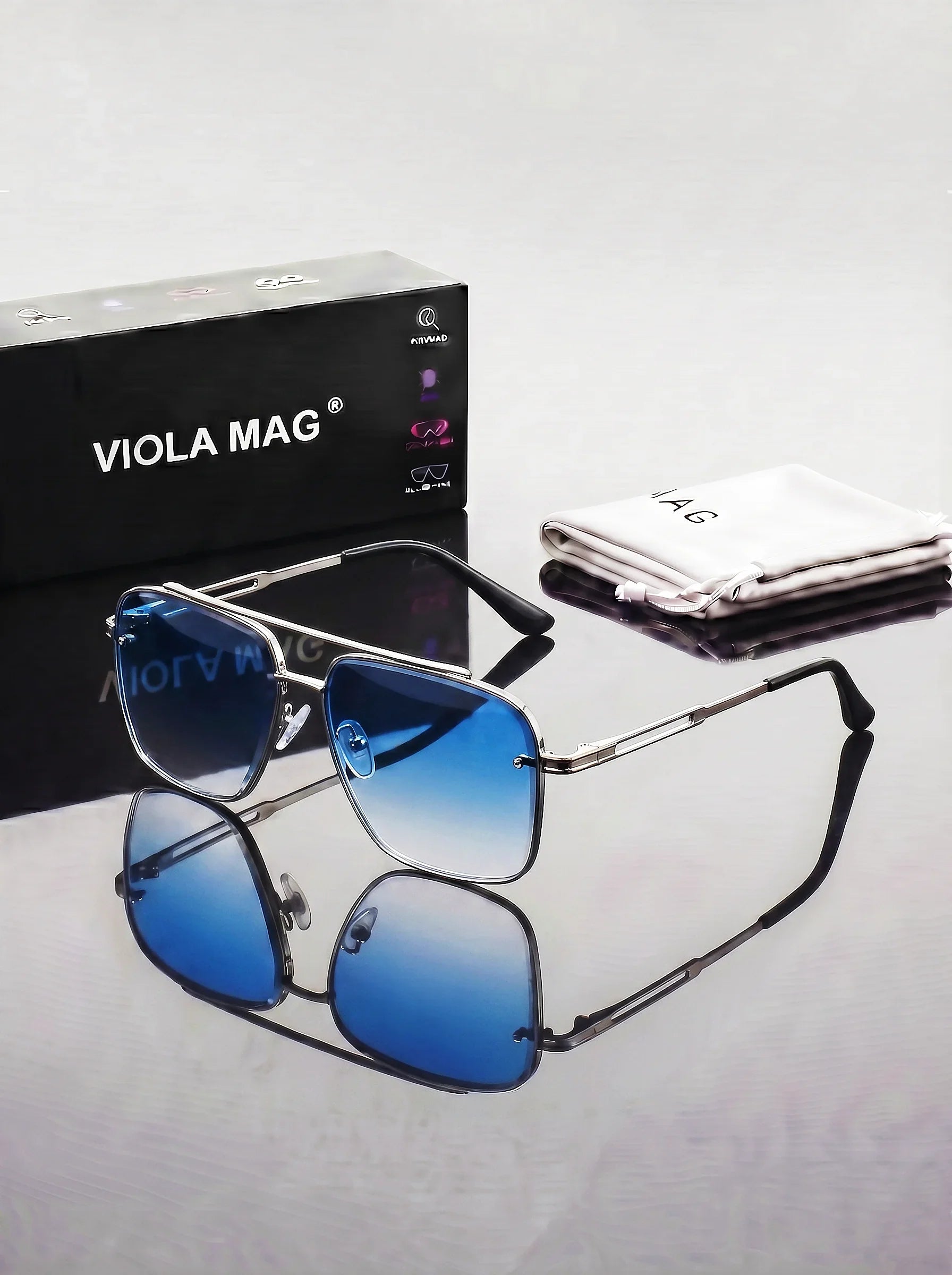 VIOLA MAG Luxury Retro Double Bridge Aviator Sunglasses, Premium  Pilot Eyewear, Fashion Designer Square Shades with Protective