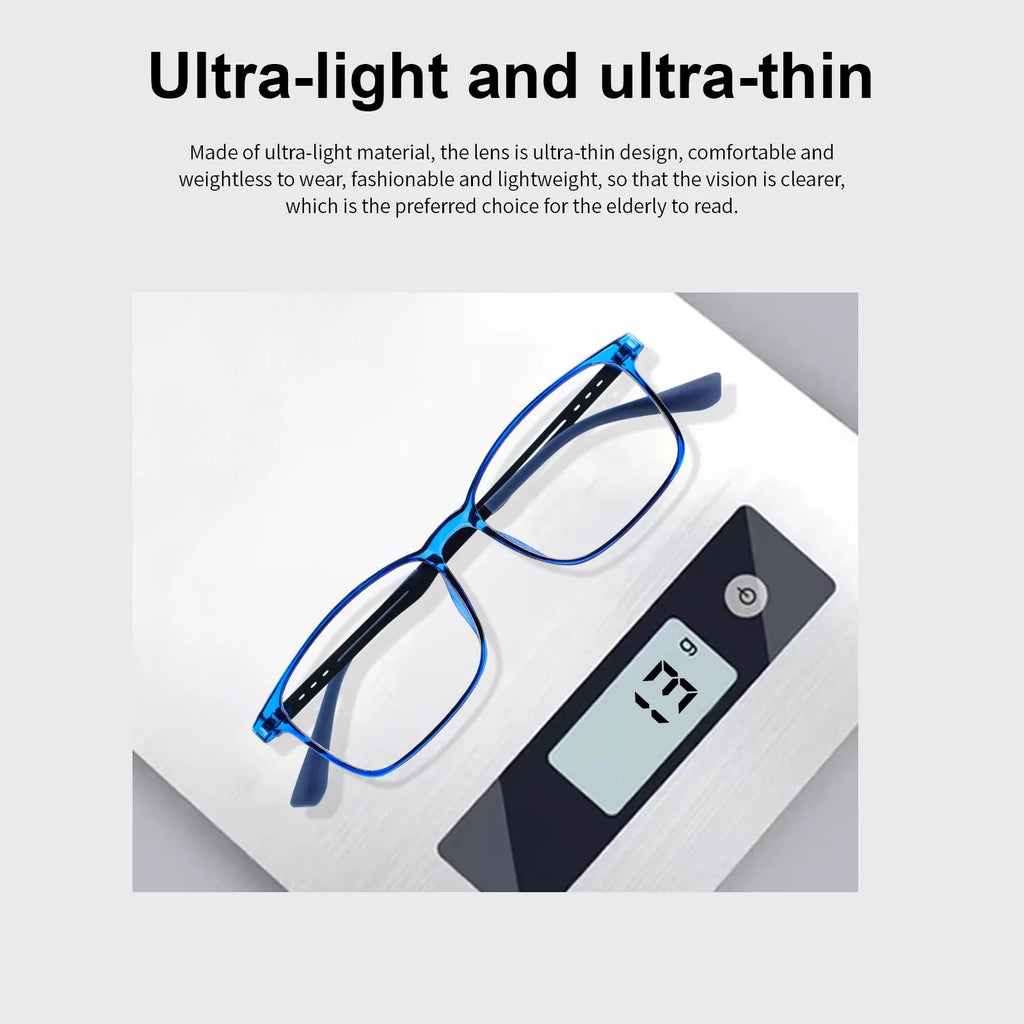 Titanium Alloy Reading Glasses Men Women Light&Thin Anti Blue Light Blocking Presbyopic Eyeglasses Flexible Square Computer Lens
