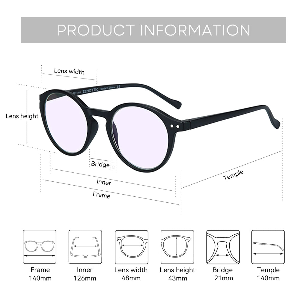 ZENOTTIC 2026 Retro Reading Glasses Anti Blue Light Blocking Readers Fashion Lightweight Eyeglasses Women Men Diopter 0 to 4.0