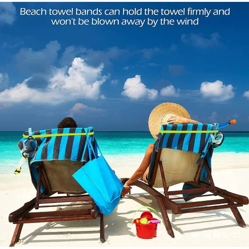 2Pcs Towel Bands, Beach Pool & Cruise Chairs, Cruise Ship & Beach Essentials, Great Alternative to Beach Towel Clips
