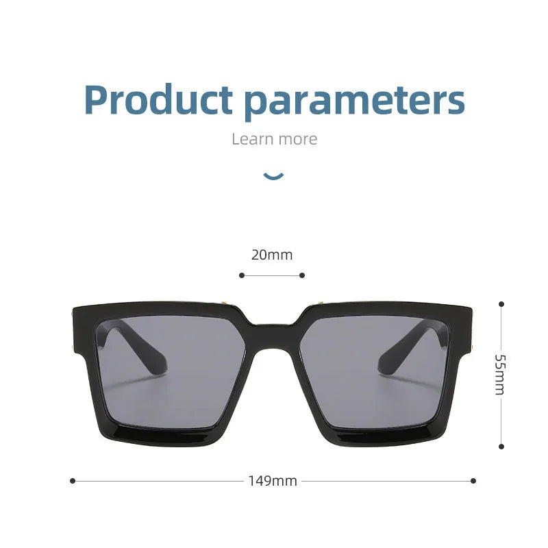 Bungee Large Square Sunglasses for Men Women Vintage Trendy Casual Street Style Shades