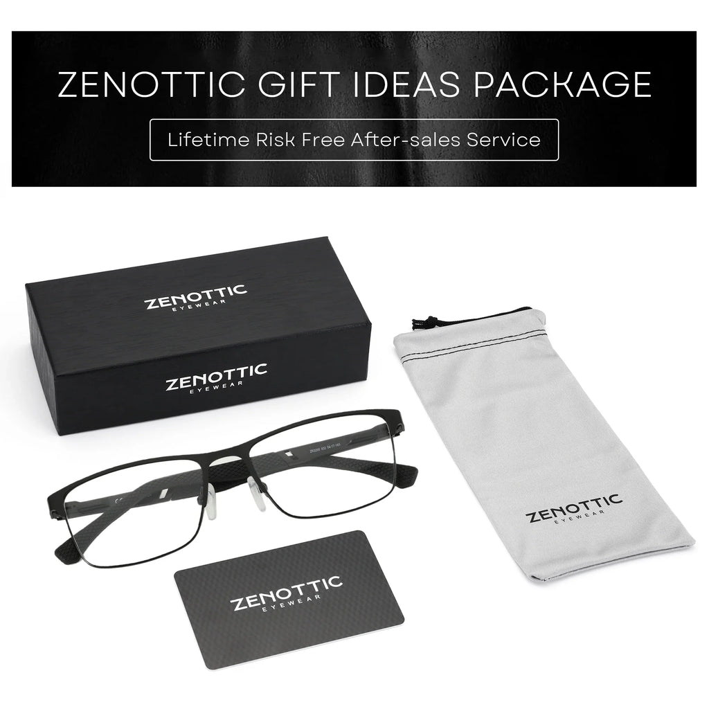 ZENOTTIC Anti Blue Light Reading Glasses for Men Computer Readers Trendy Square High-quality Metal Frame Anti Glare Presbyopic