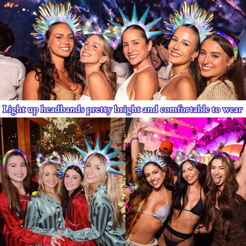 4-24Pcs LED Headbands Glow Party Light Up Headband for Birthday Wedding Favors Rave Costume Headpiece for Women Men Halloween