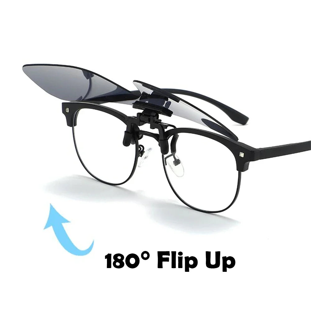 VIVIBEE Non Polarized Flip Up Clip On Sunglasses for Car Driving Dark Anti Glare Lens Shades See Digital Screen Sun Glasses