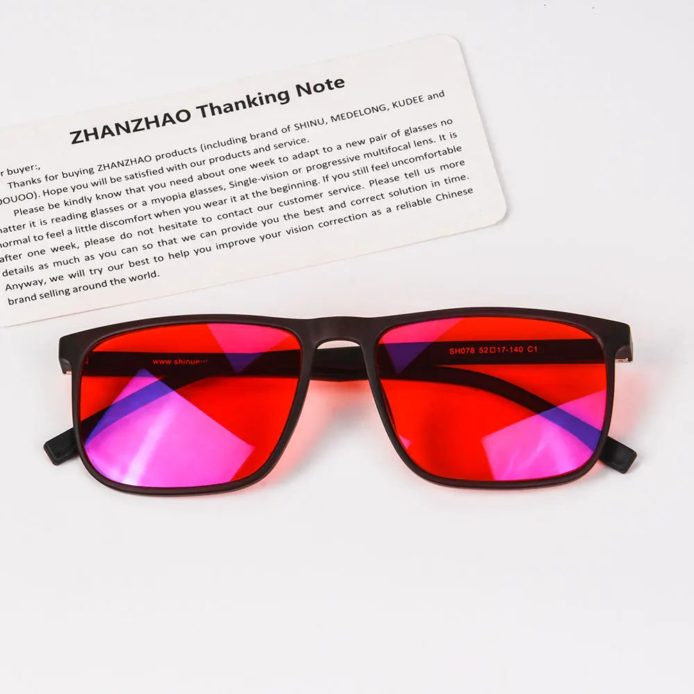 SHINU Good Sleep Blue Light Blocking Glasses Men Red Lenses Anti Green Light Eliminate Eye Strain Glasses Bluelight 078RD
