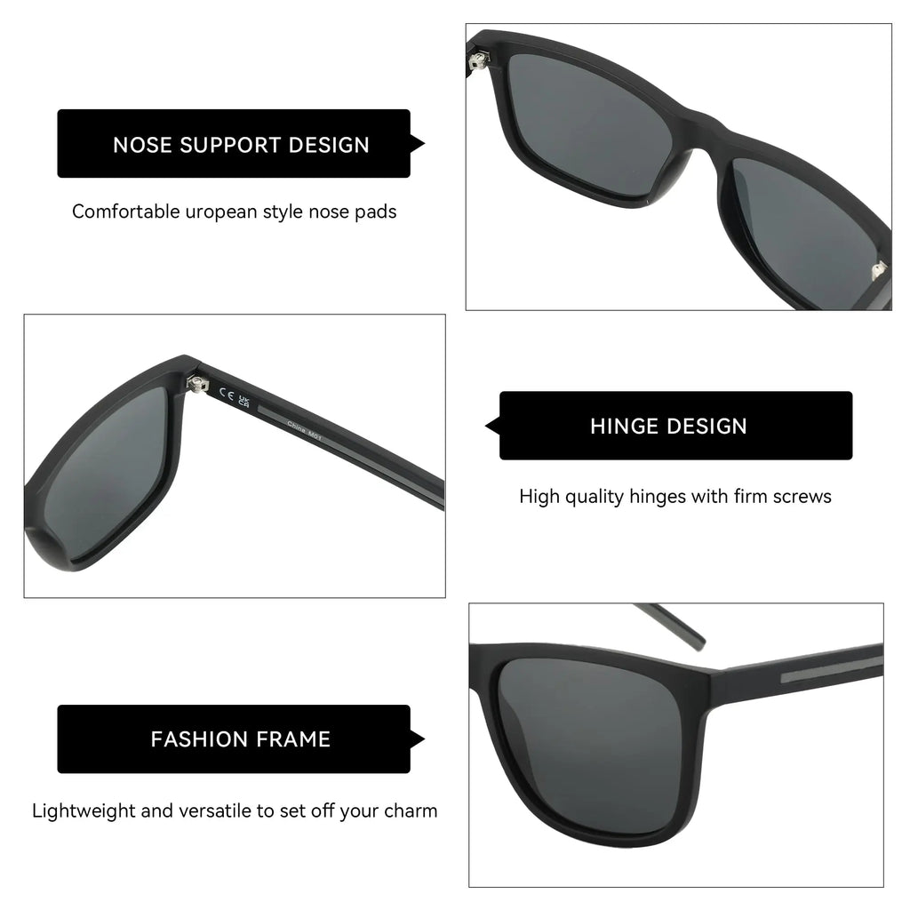 ZENOTTIC Men's Polarized Sunglasses - Lightweight TR90 Frame Square Mens Sunglasses UV400 Protection