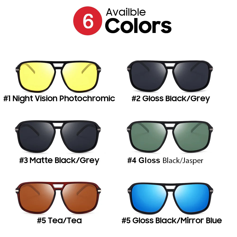 VIVIBEE Men Photochromic Night Vision Sunglasses Color Change Transition 2026 Yellow Big Sun Glasses Oversized Polarized Goggles