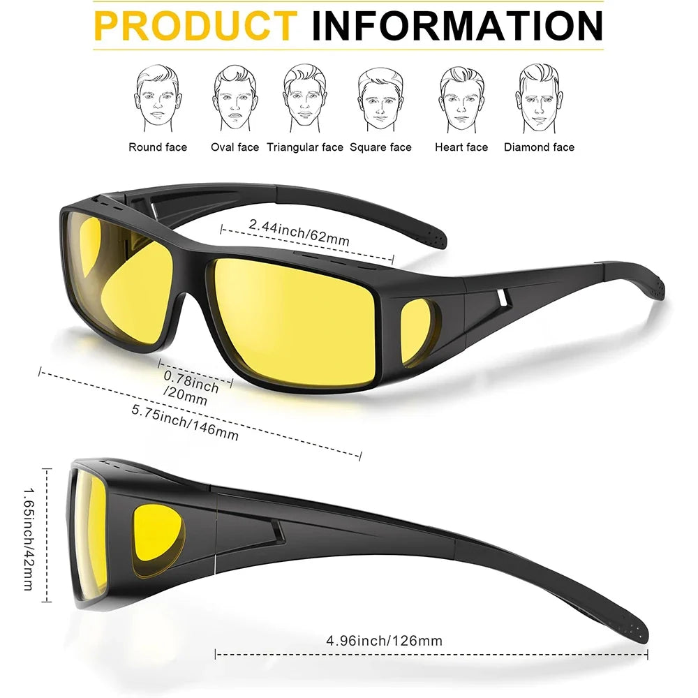 CRIXALIS Polarized Fashion Sunglasses Men Night Vision For Driving AT Night Women Men Anti-reflective UV400 Protection