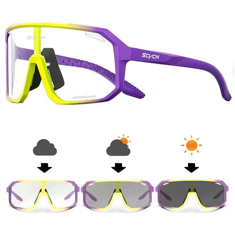 SCVCN Brand Photochromic Cycling Sunglasses UV400 Women Sports Running Eyewear Men Road Mountain Bicycle Glasses Bike Goggles