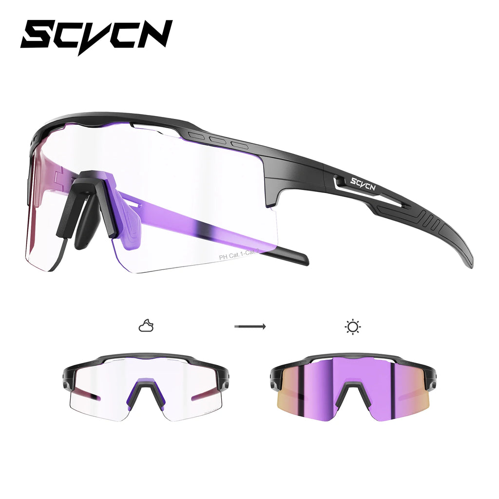 SCVCN Hiking Eyewear Women UV400 Photochromic Bike Riding Sunglasses Outdoor Men Sports MTB Goggles Running Climbing Hydrophobic