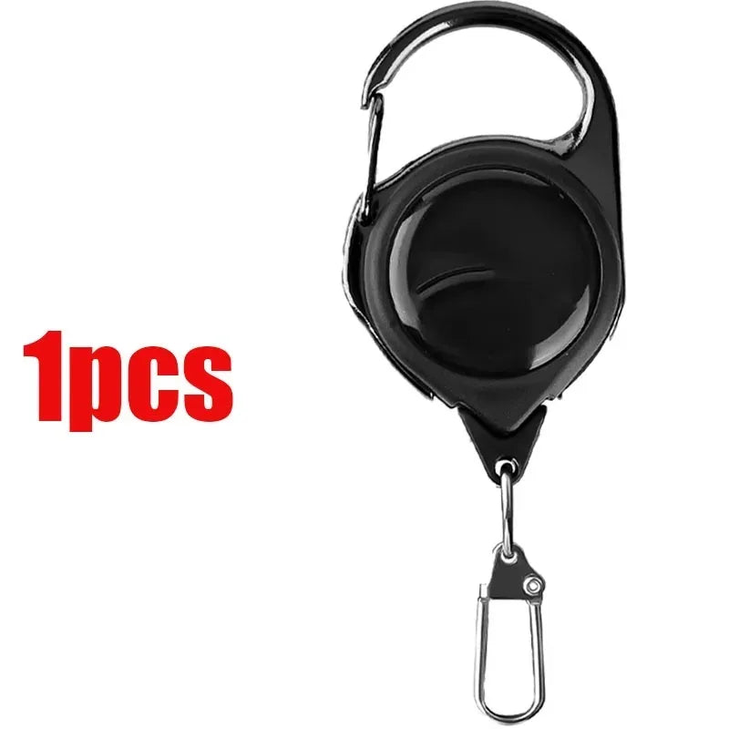 Retractable Heavy Duty Pull Reel Carabiner Strong Steel Wire Rope Buckle Spring Key Ring Outdoor Sporty attachment Keychain Tool
