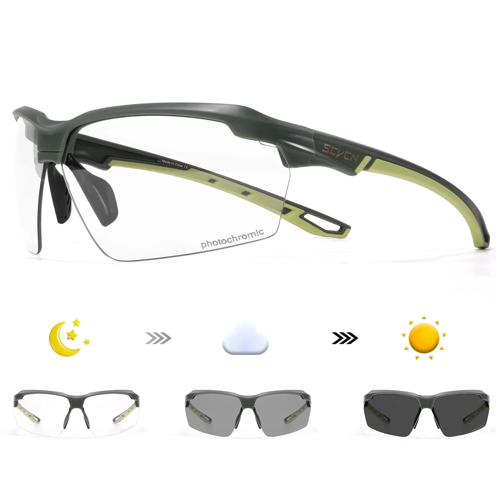 SCVCN Photochromic Glasses Cycling Sunglasses UV400 Hiking Goggles Men Outdoor Sports Glasses Women Driving Bicycle Bike Eyewear