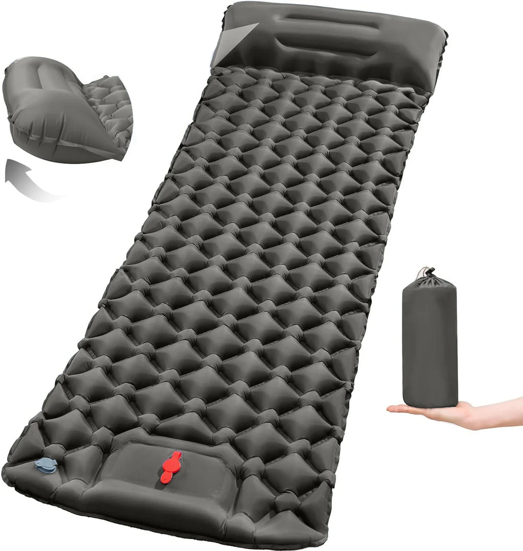 Outdoor Camping Sleeping Pad Folding Sleep Mat Beach Inflat Mattress with Pillows Ultralight Air Mat Travel Hiking New