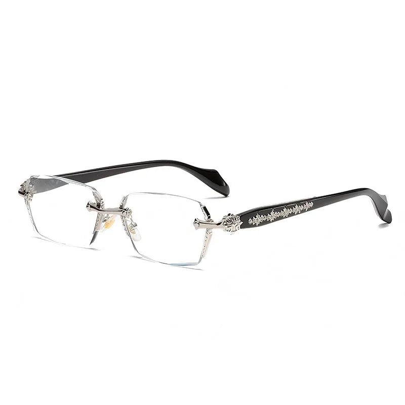 Unisex Square Frameless Metal Reading Glasses Business-Style for Clear Vision Comfortable Lightweight Design