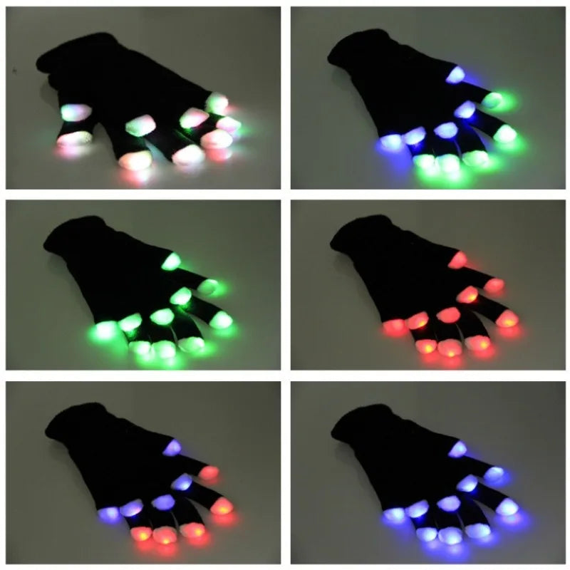 LED Finger Flashing Gloves 2026 New 7 Colors Light Up Gloves for Party Festival Rave Dance Cool Electronic Gifts