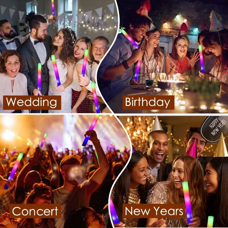 40 PCS LED Light Up Foam Sticks Sponge Luminous Stick Night Light Glow Party Supplies for Wedding Birthday Raves Concert