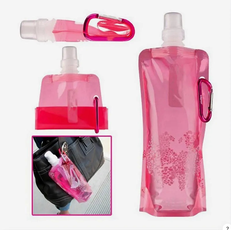 500ML Portable Ultralight Foldable Silicone Folding Water Bottle Water Bag Outdoor Sport Supplies Hiking Camping Soft Flask Bag