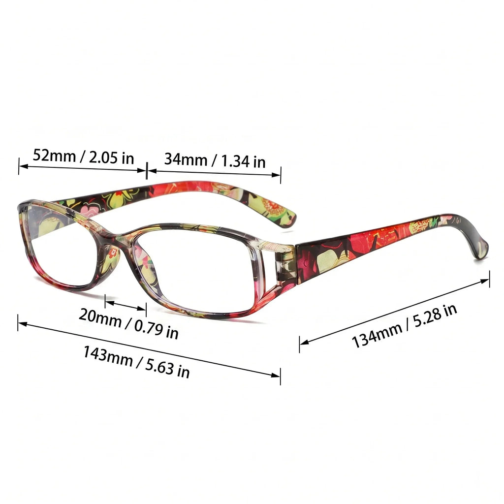4-Pack Fashionable Printed Small Frame Anti Blue Light Reading Glasses, Retro Lightweight and Multi Degree Optional