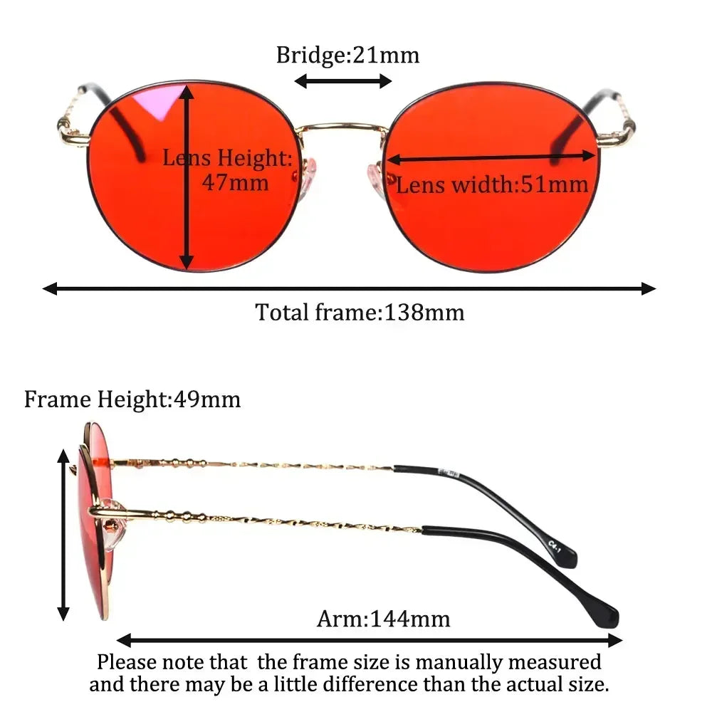 SHINU Round Glasses anti blue light protection lenses glasses women Orange red glasses y2k Anti Green Light  for good sleep