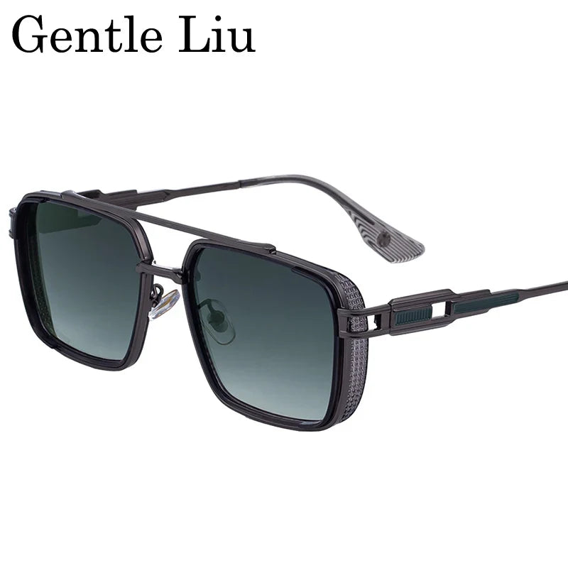 Steampunk Classic Square Sunglasses Men 2026 Luxury Brand Punk Metal Double Beam Sun Glasses For Male UV400 Punk Driving Eyewear